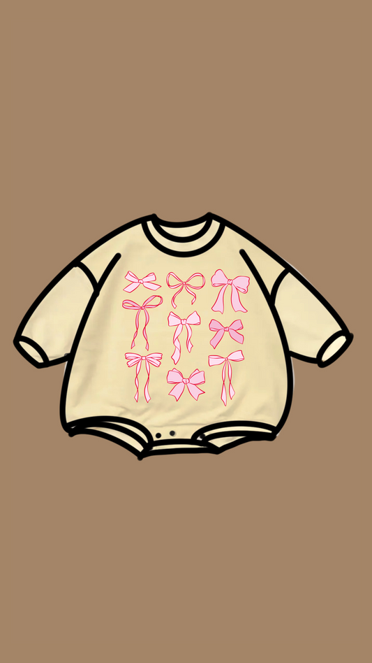 Coquette Pink Bows Long Sleeve Romper